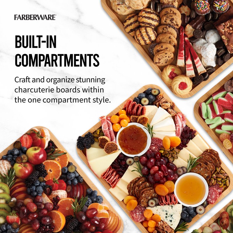 Bamboo Charcuterie Board with Compartment - 11x14