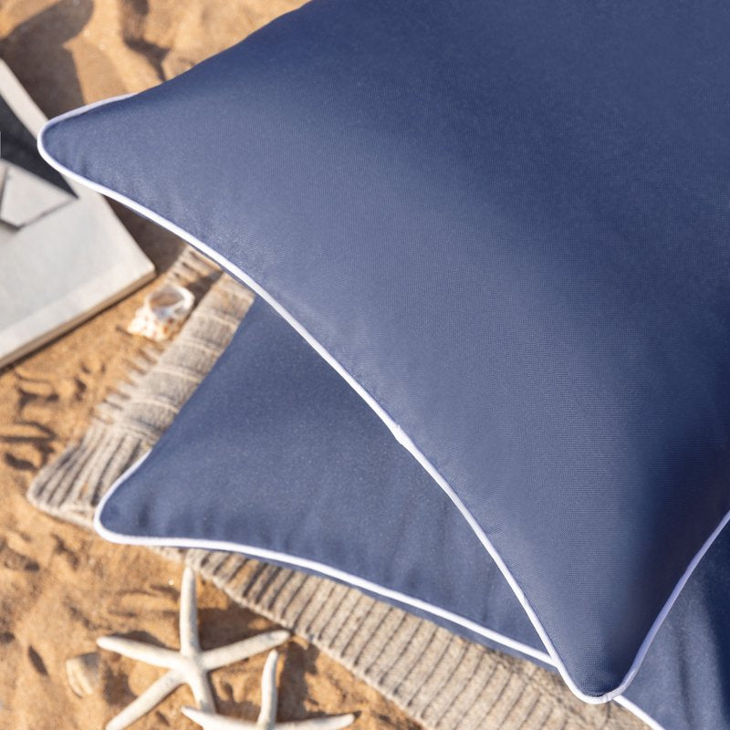 Outdoor Waterproof Square Throw Pillow 18x18 Navy Blue 2 Pack - Patio Decor