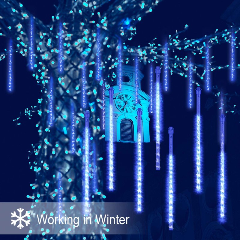 30cm Blue Meteor Shower Rain Lights - Waterproof Outdoor Christmas Garden Decor