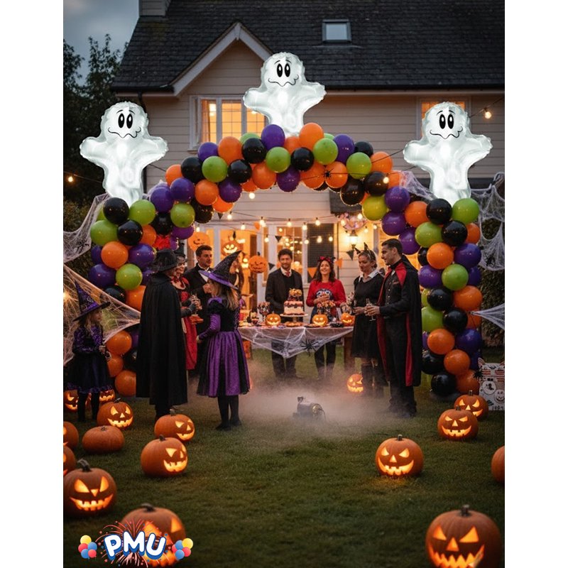 Halloween Flying Ghost Mylar Balloon 24 Inch - Pack of 10 Ghost Balloons