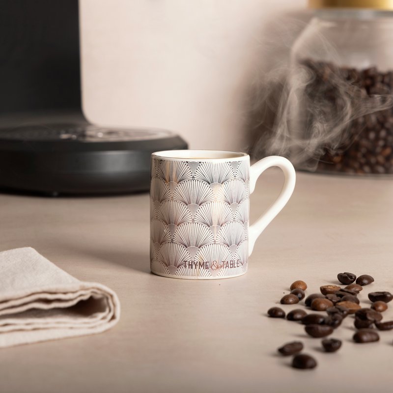Elegant 3oz Espresso Mug with Gold Accents - Sand White