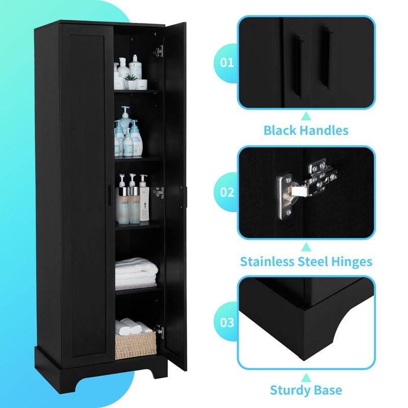 DEALTOPS Black 5-Tier Storage Cabinet with Adjustable Shelves - Home & Living