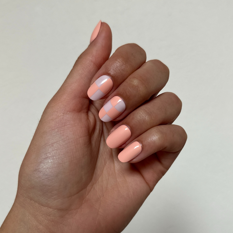 Press-On Nails with Adhesive Tabs - Sherbet Checker Party