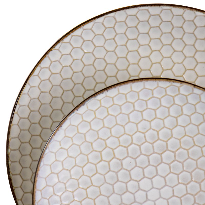 16-Piece Honey Ivory Stoneware Dinnerware Set - Service for Four