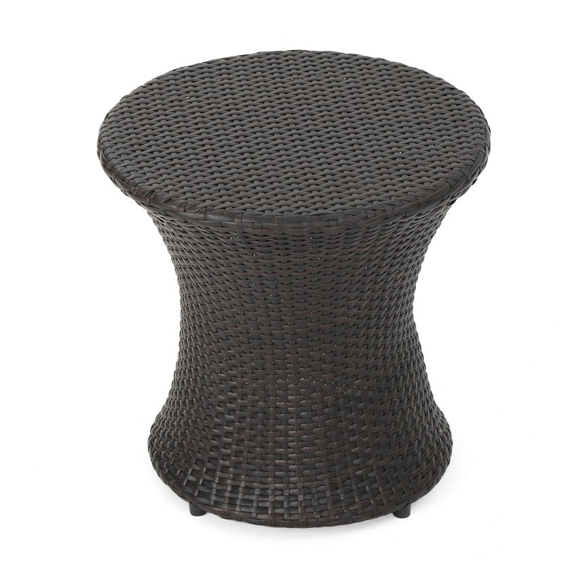 Wicker Outdoor Accent Table - 19.69" Brown Patio Table
