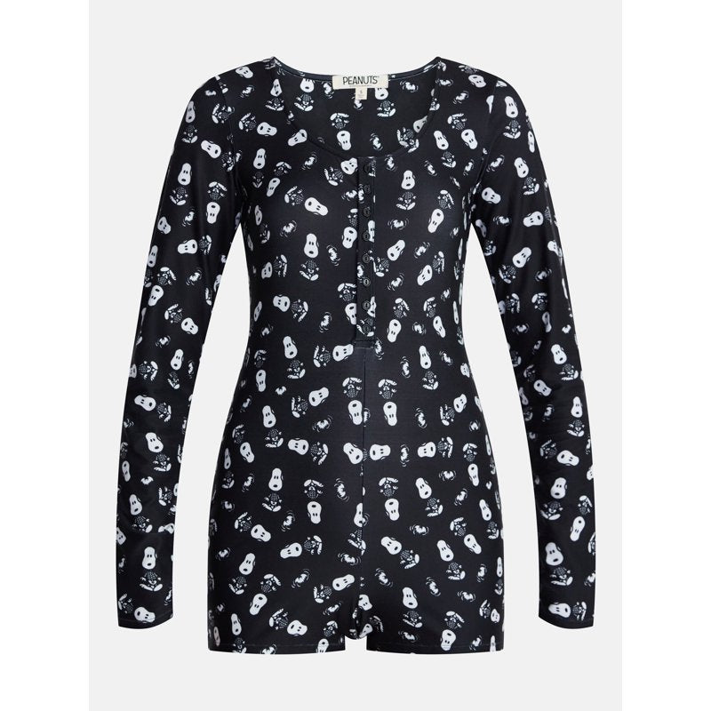 Peanuts Snoopy X-Ray Women's Sleep Romper - Black Beauty 3X