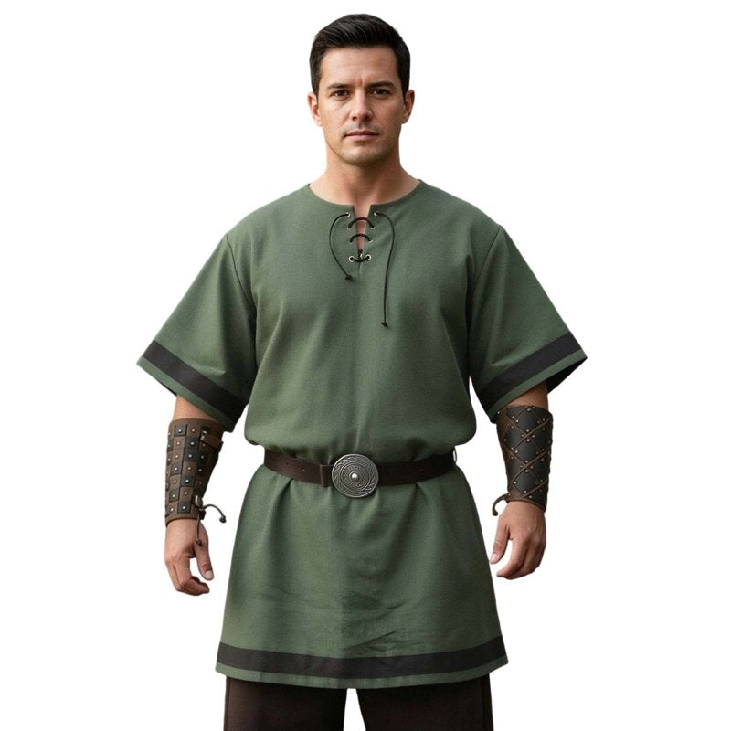 Men's Medieval Viking Surcoat Costume XL Green Short Sleeve Halloween Cosplay