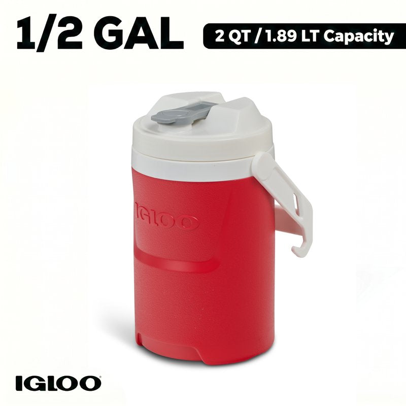 1/2 Gallon Insulated Sports Beverage Jug with Hooks - 2 Pack, Red