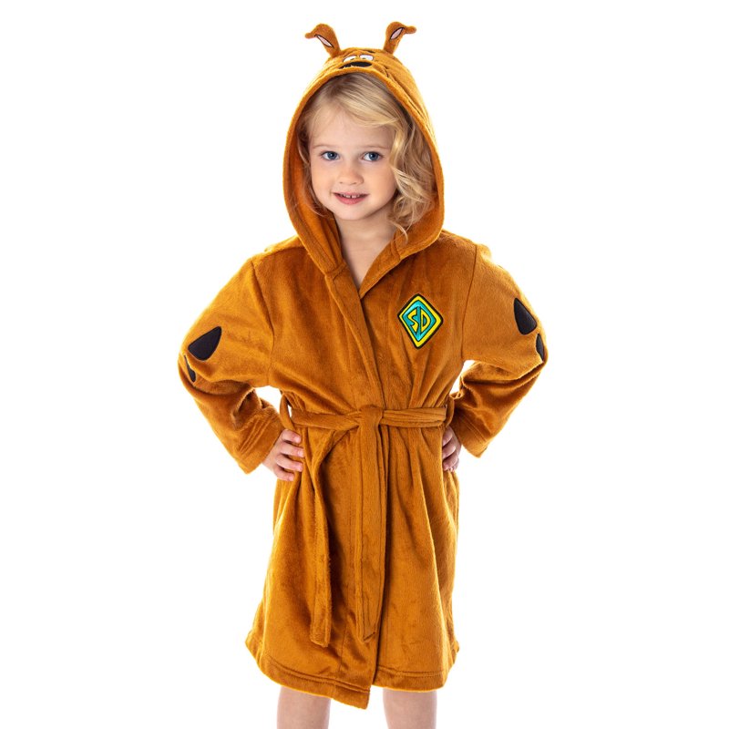 Toddler Scooby-Doo Hooded Costume Robe - Soft Plush with Ears, Brown 4T-5T