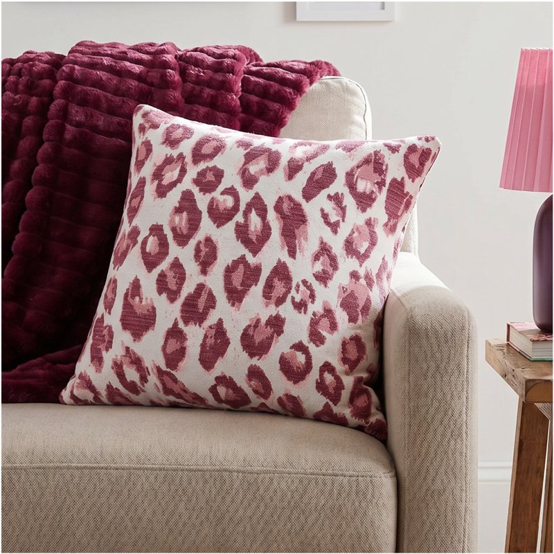 Pink Leopard Print Decorative Pillow - 18x18 Inch Square Accent Cushion - Pink