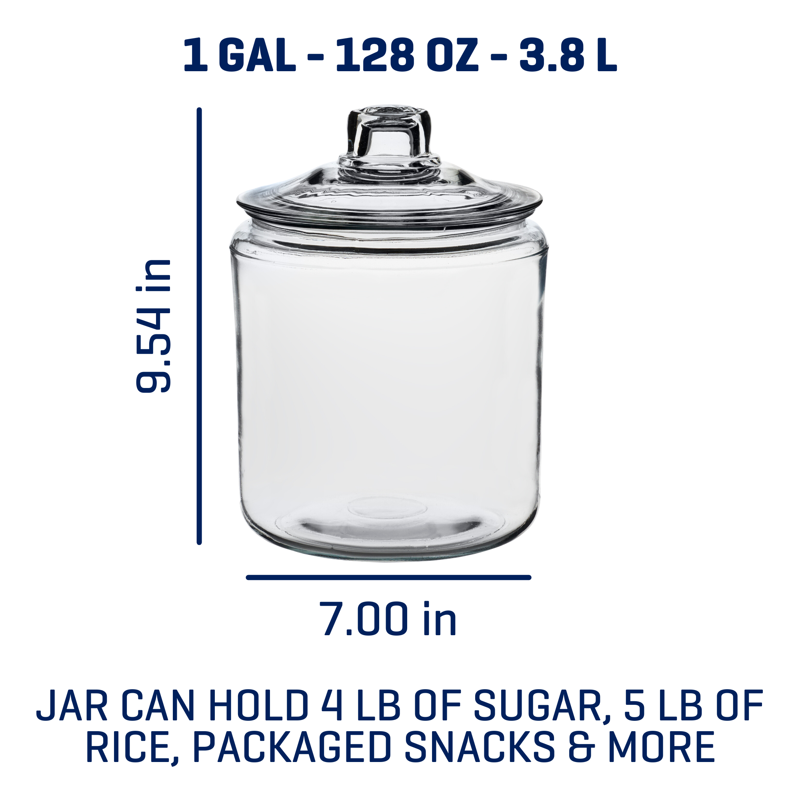 1 Gallon Glass Jar with Lid - 2 Pack Heritage Hill Storage