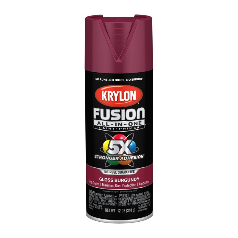 Gloss Spray Paint - Burgundy, 12 oz, Indoor/Outdoor Use