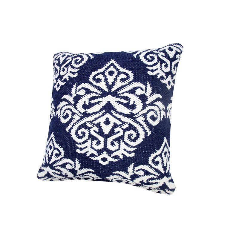 Ox Bay Blue White Medallion Cotton Blend Pillow Cover 20x20 - Indigo Variation