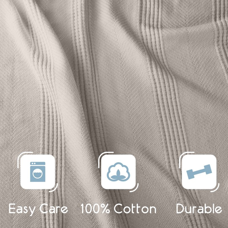 Twin Size Cotton Knit Blanket - All-Season Breathable Bed Cover - Mink