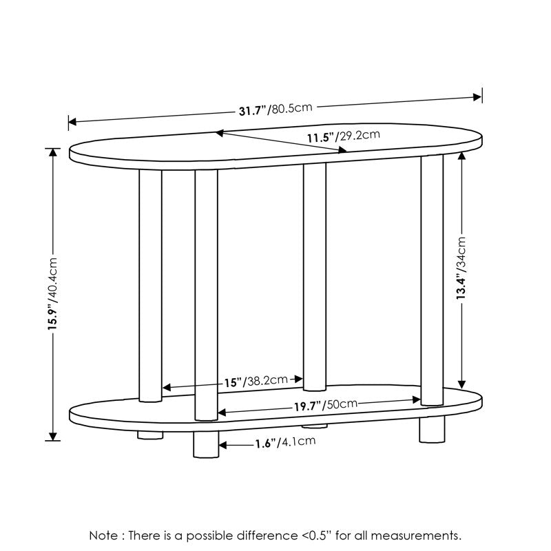 Modern Oval Side Table - No Tools Assembly, Bauhaus Oak