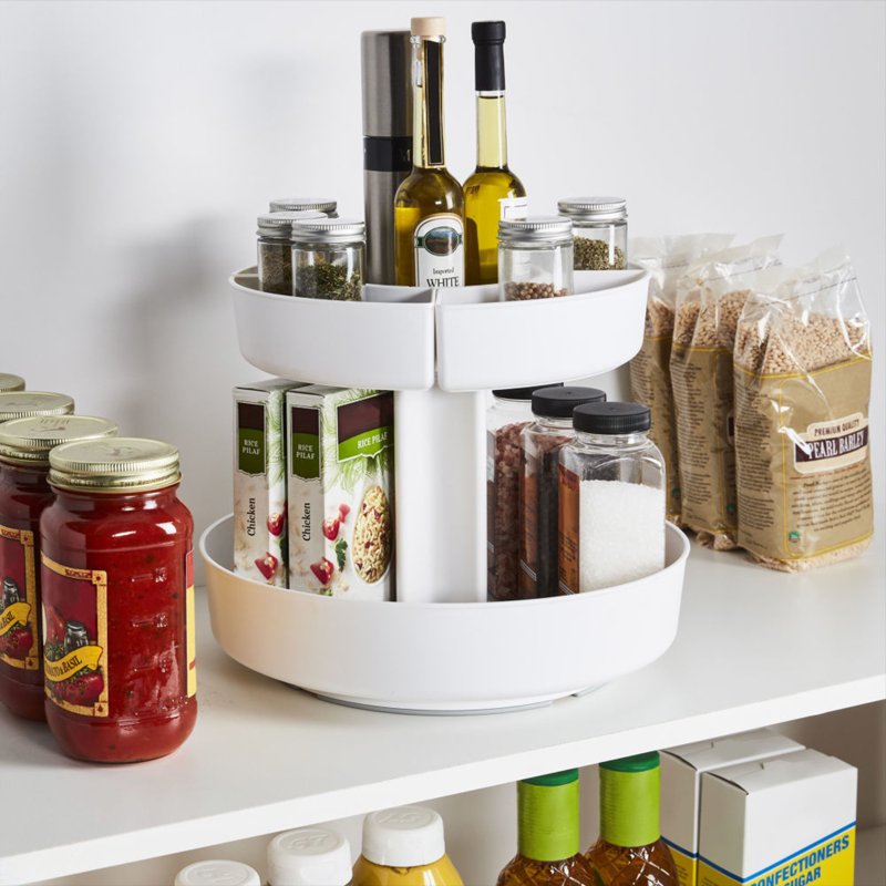 12-Inch 2-Tier Snack Turntable Organizer with Non-Slip Base
