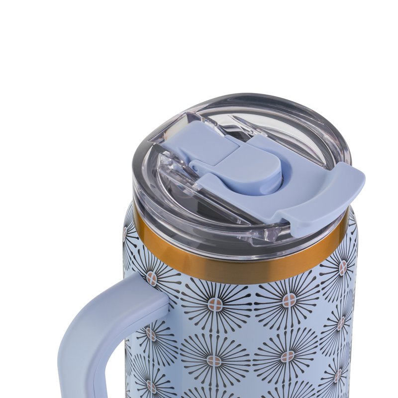 32 oz Stainless Steel Tumbler with Handle & Dual Straw Lid - Blue Star