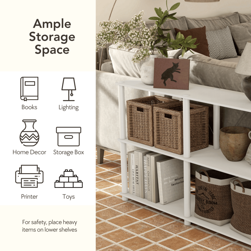 Open Display Shelf Bookcase with 3 Cube Shelves - Multiple Colors