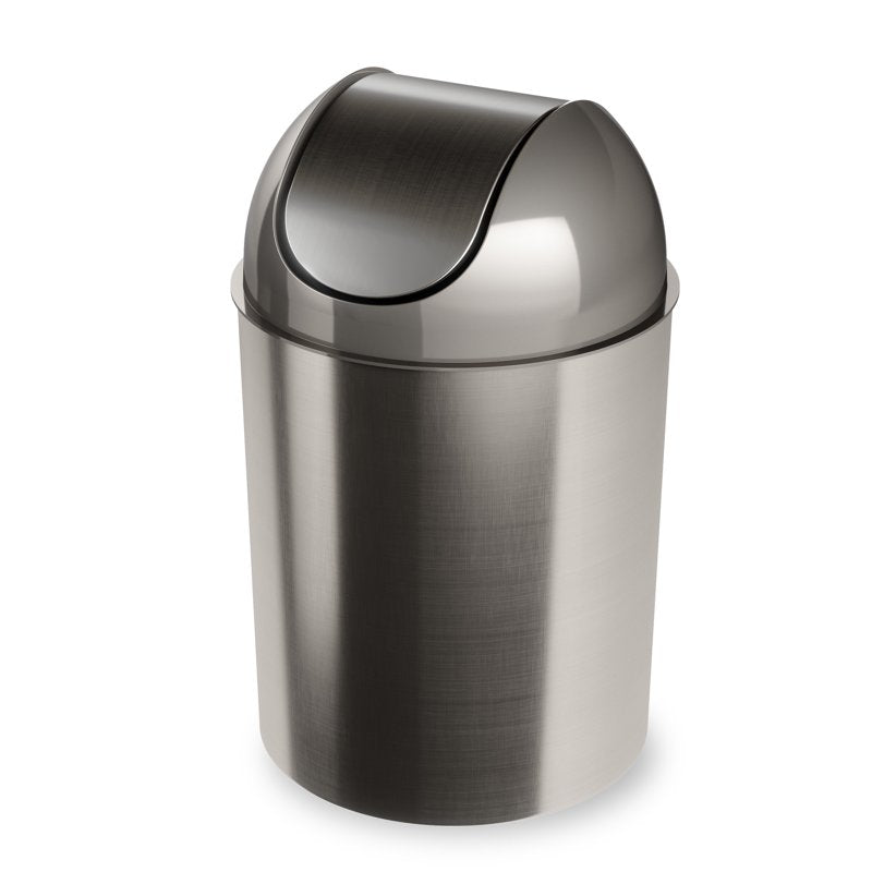 2.5 Gallon Mezzo Plastic Swing Top Bathroom Trash Can - Silver