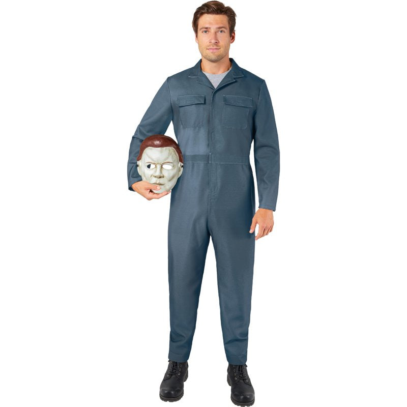 Michael Myers Halloween Costume for Adults XL - 2 Piece Jumpsuit & Mask, Men’s Size 40/42