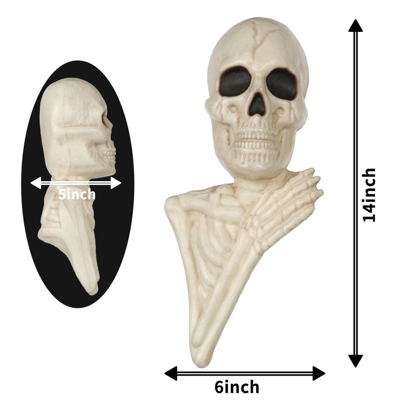 Halloween Skeleton Tree Peeker - 14-Inch Spooky Yard Garden Decor