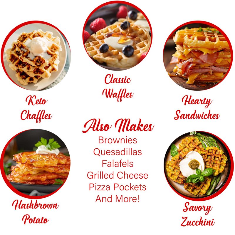 400-Watt 5-Inch Non-Stick Mini Waffle Maker - Red