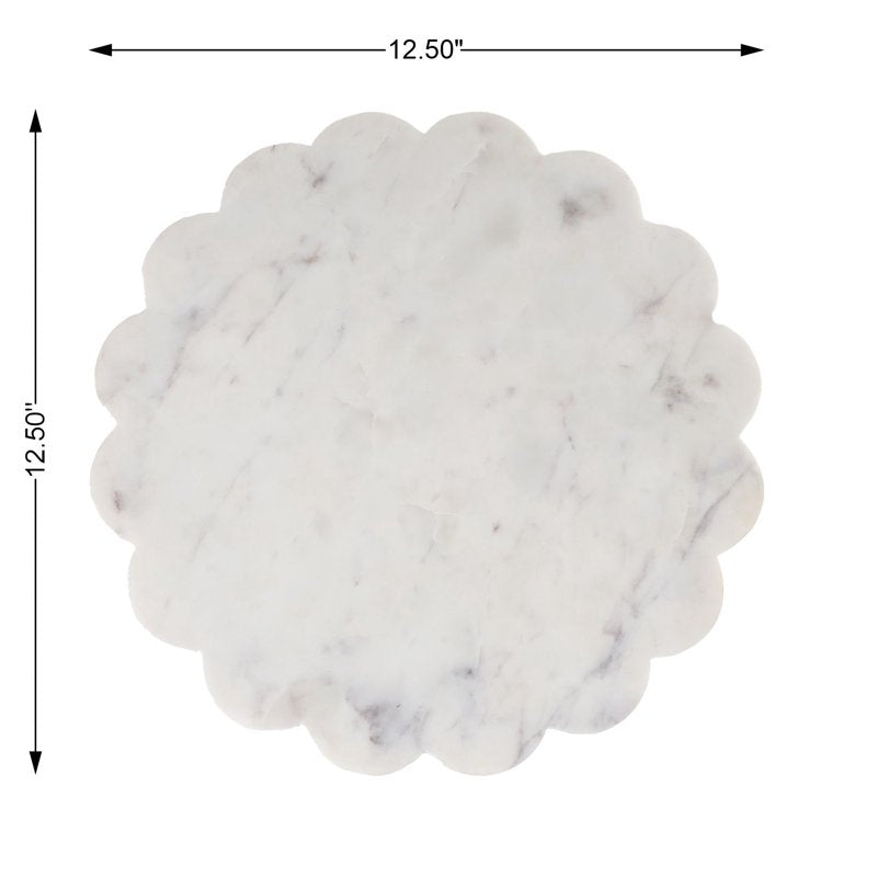 Scalloped Marble Serving Board - Elegant White Design