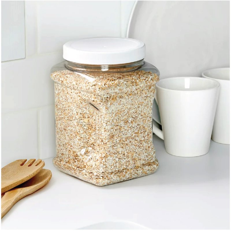 2-Quart Clear Plastic Canister with White Twist-Top Lid - 4 Pack