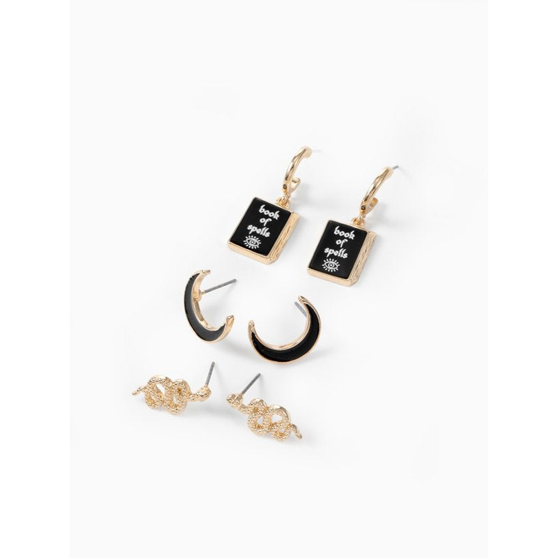 Halloween Enchanted Gold Earrings Set - Spell Variation, 3 Pairs