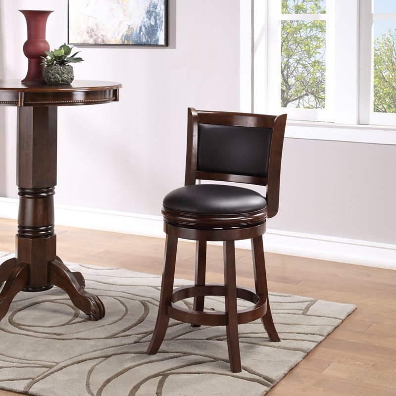 Augusta Swivel Wood Counter Stool - Cappuccino Finish
