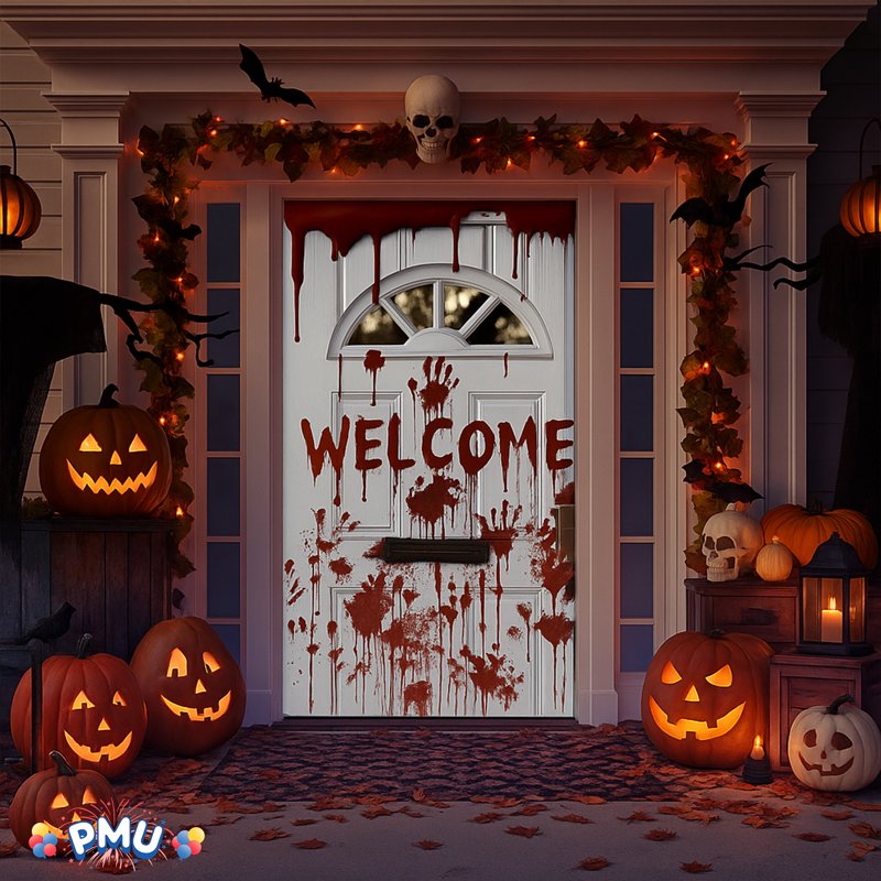 PMU Halloween Bloody Mess Door Cover - Welcome Door Decor, Pack of 1