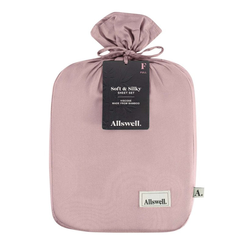 Full Mauve Dream Viscose Bamboo Sateen Bed Sheet Set - Allswell 4-Piece