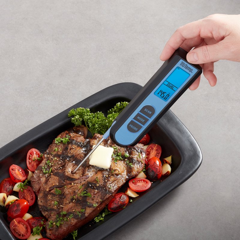 Infrared Digital Thermometer with Meat Probe - Blue