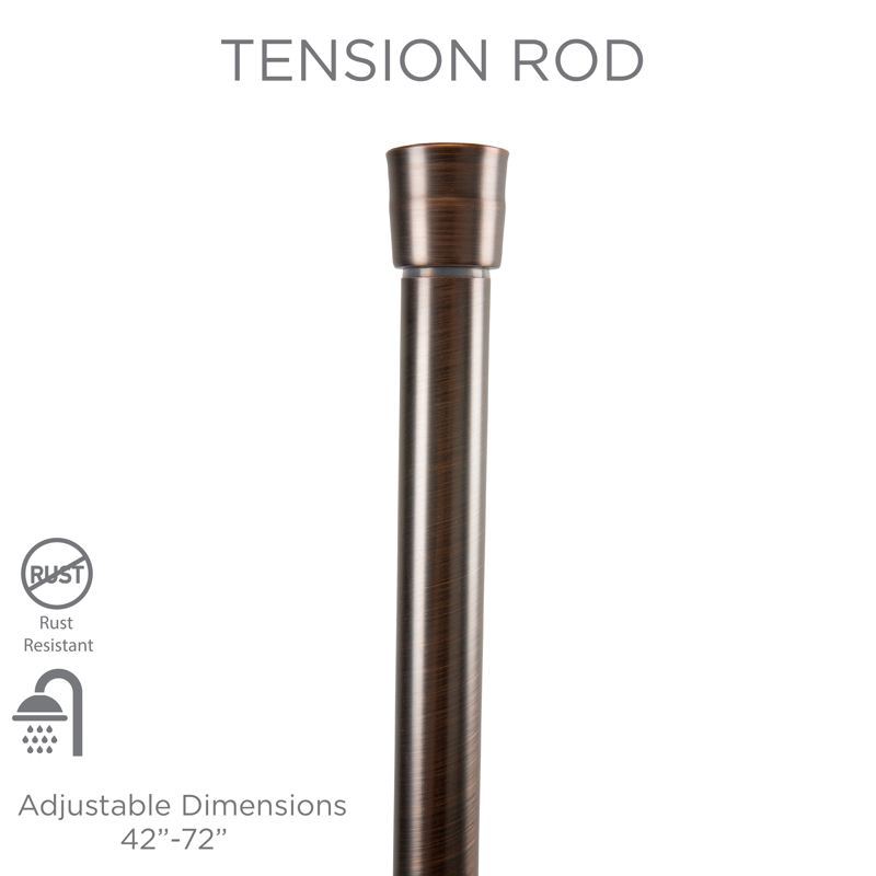 Tension Shower Rod 42-72 Inches Oil Rubbed Bronze - Rust-Resistant Bathroom Curtain Rod