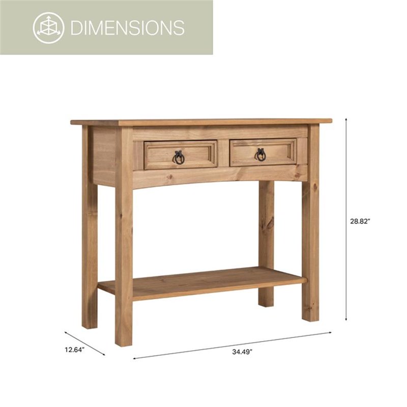 Solid Pine Hall Table with Antique Honey Brown Finish