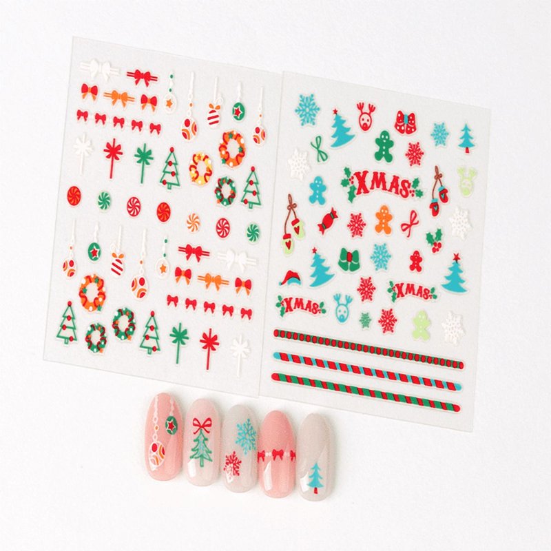 30 Sheets 3D Christmas Nail Stickers - Festive Holiday Nail Art Decals