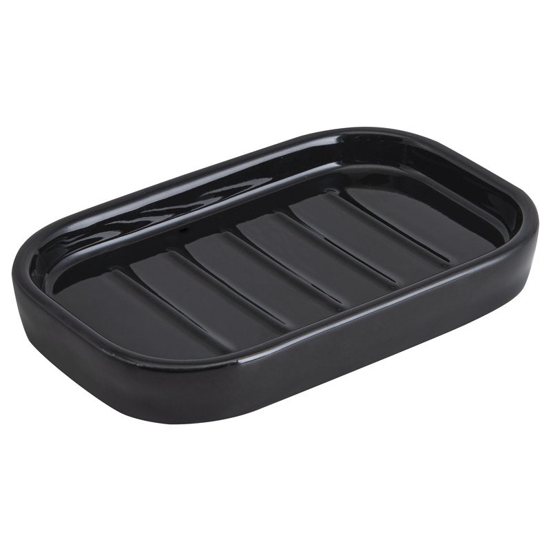 Black Ceramic Soap Dish 3 Pack - Compact Bathroom Countertop Accessory