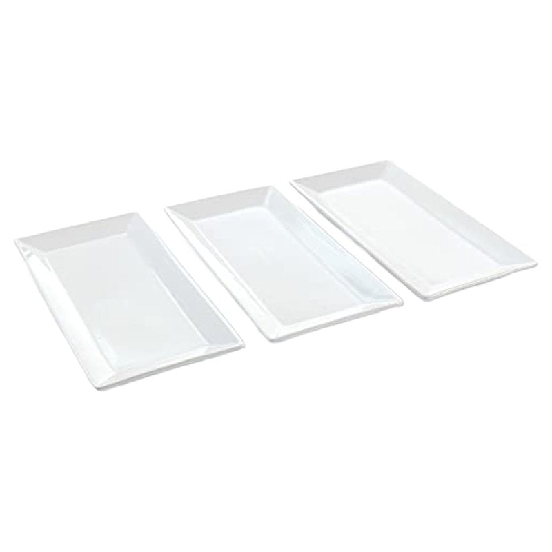 3 Tier Rectangular Porcelain Serveware Set - White/Black