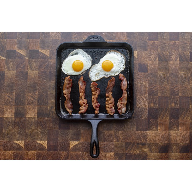 11" Seasoned Cast Iron Square Griddle - Black