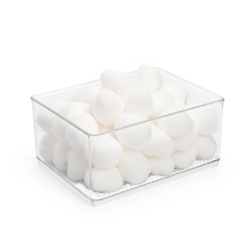 Mainstays Medium Clear Plastic Bathroom Organizer Bin - Stackable Storage