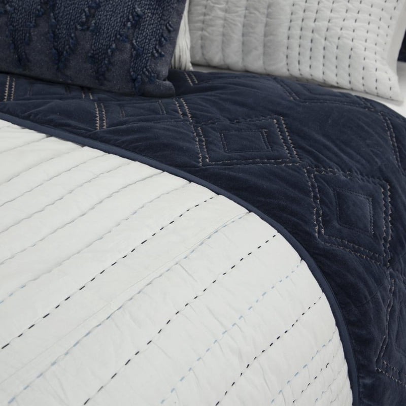 90x92 Inch Quilt - Rizzy Home Ventrice Kantha Stitch Reversible Bedding - As Specified