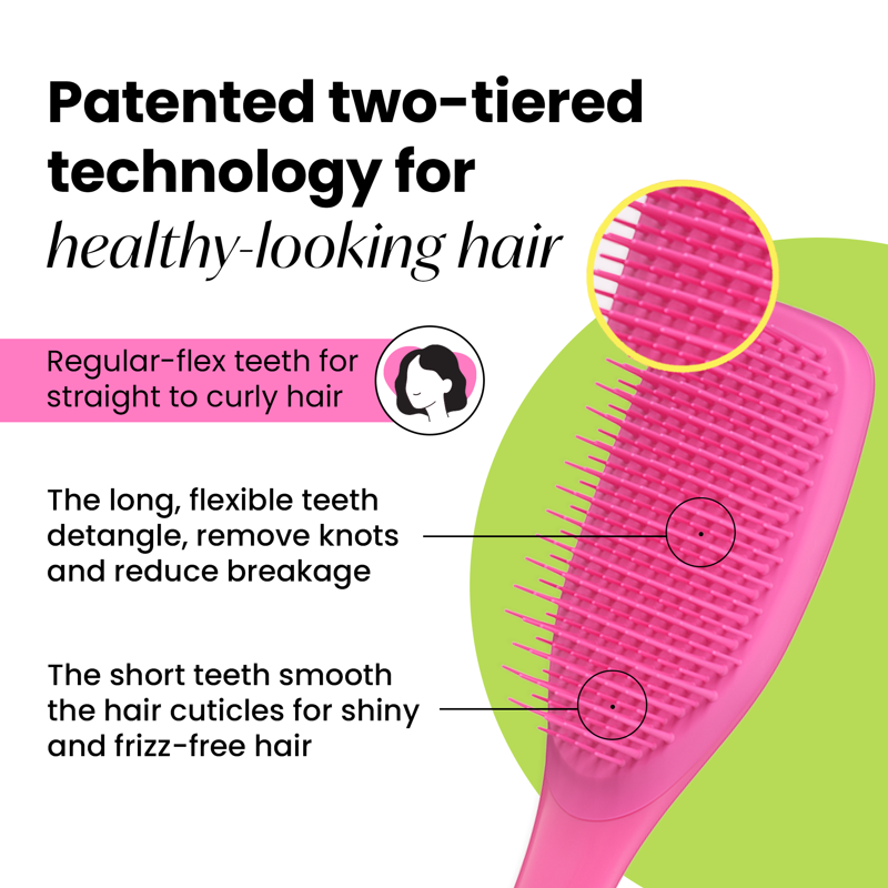 Essential Detangling Hair Brush - Ergonomic Handle for Wet & Dry Hair