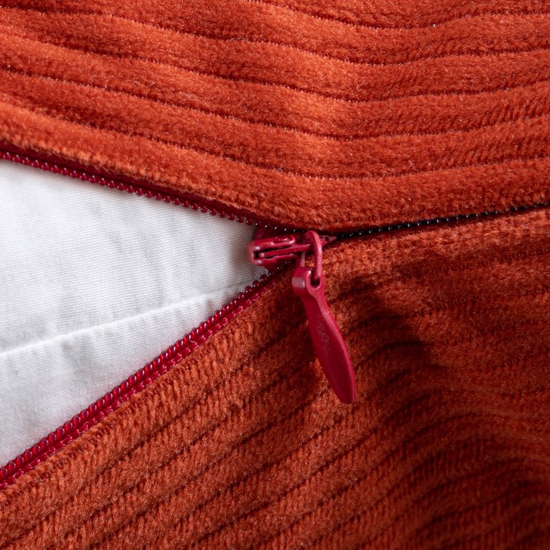 18x18 Inch Red Corduroy Velvet Throw Pillow with Cotton Tassel Set - 2 Pack