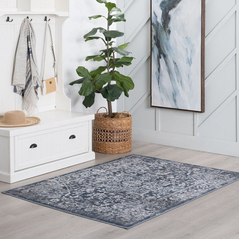 Blue Runner Rug 2'3'' x 7'3'' - Modern Indoor Hallway & Kitchen Rug