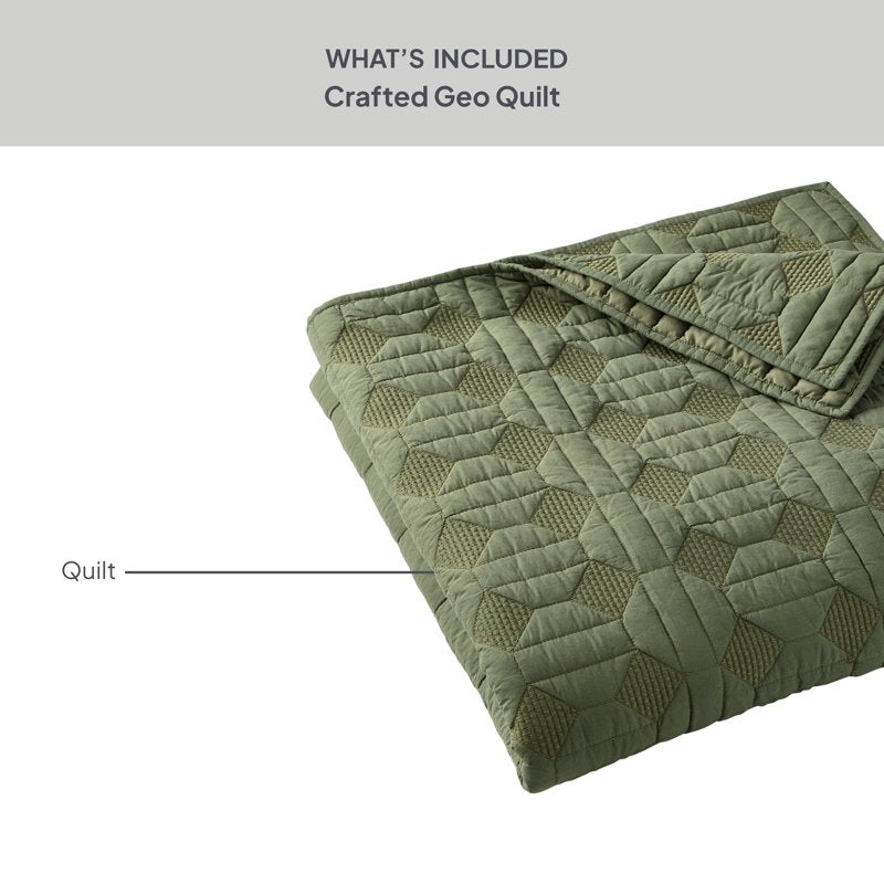 Better Homes & Gardens Crafted Geo Cotton Quilt - Full/Queen, Dark Green