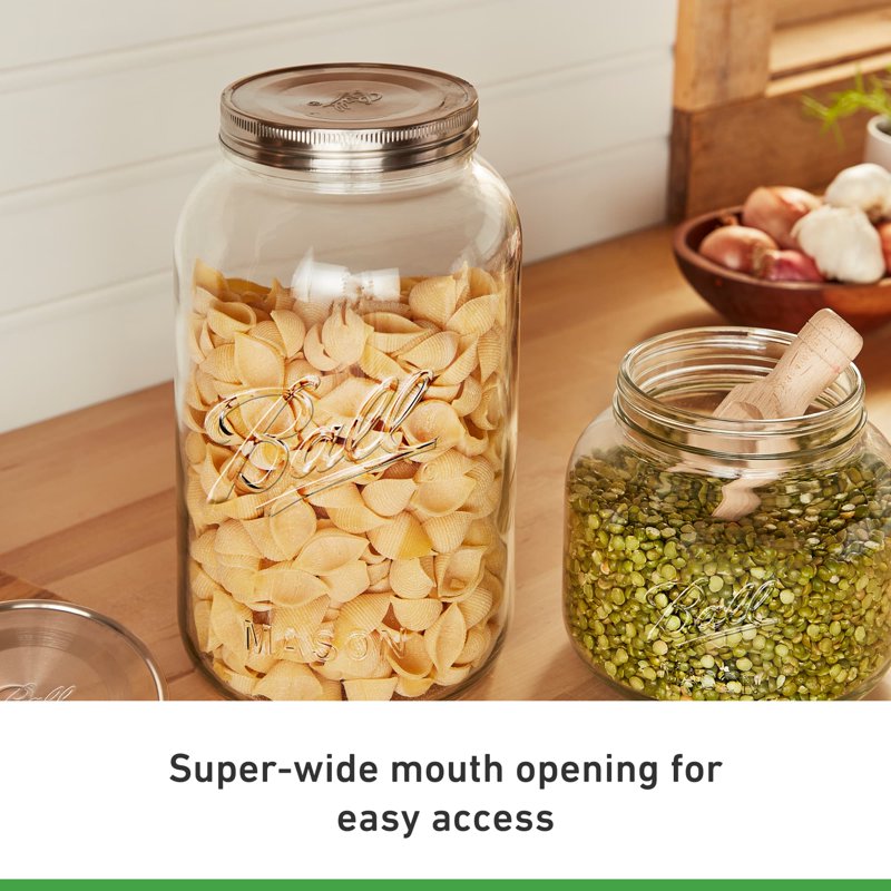 Decorative Mason Jar with Stainless Steel Lid - 2 Pack, 128oz