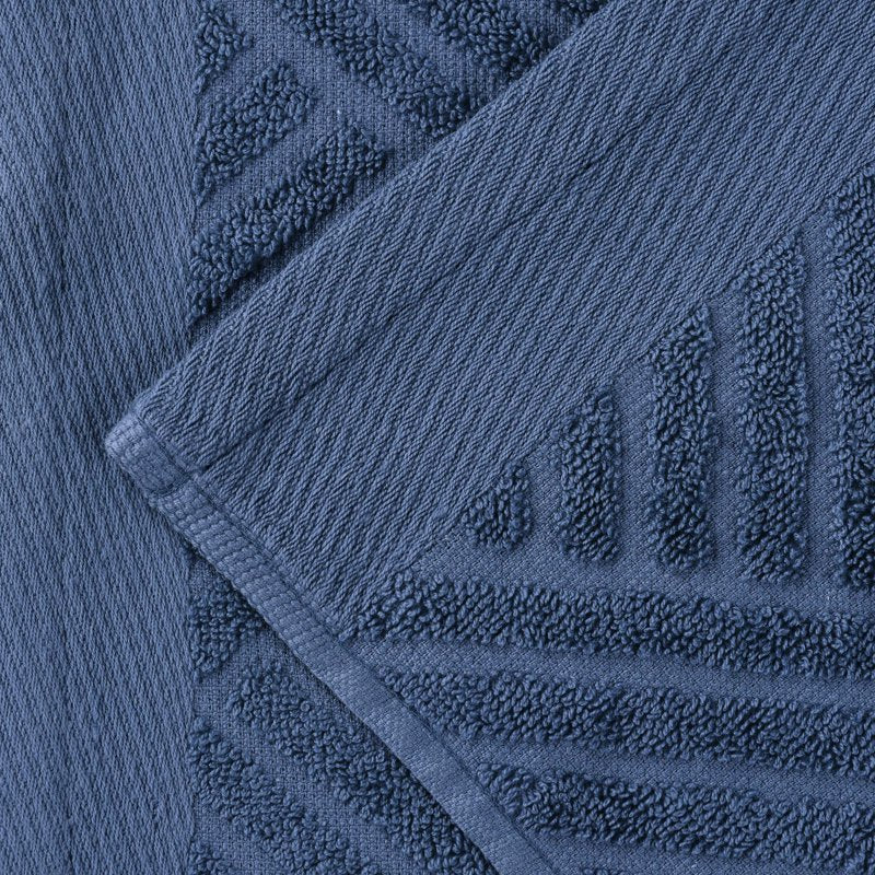 Royal Blue Bath Towel Set of 4 - Egyptian Cotton Jacquard & Solid Towels - Superior Basketweave