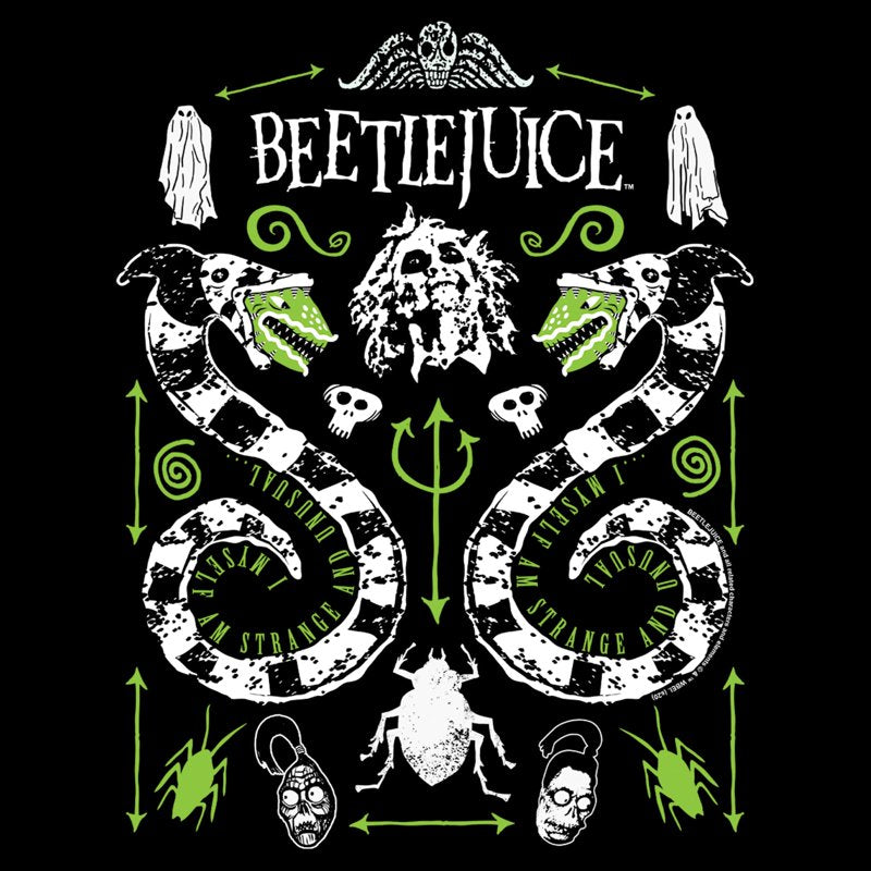 Men's Black Beetlejuice Sandworm and Betelgeuse Graphic T-Shirt 2XL - Officially Licensed