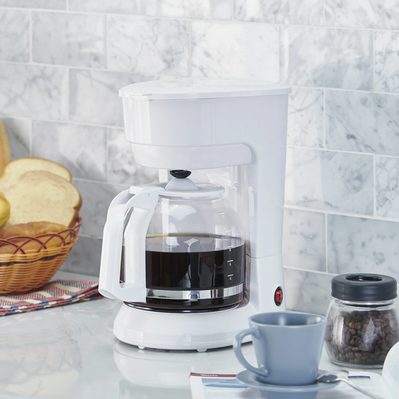 12-Cup Drip Coffee Maker - 1.8L, White - 2 Pack