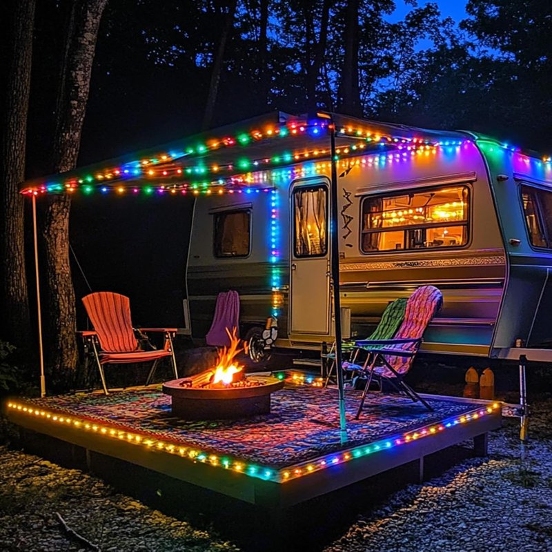 Multicolor Solar Rope Lights Waterproof 100LED Outdoor String Lights with USB Rechargeable Timer & 8 Modes
